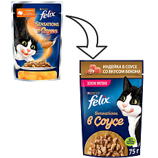 Felix Sensations для кошек (Индейка и бекон в соусе)